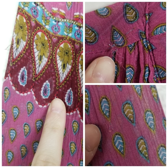 Sundance Silk & Lace Patterned Top Button-Up M - Picture 6 of 7